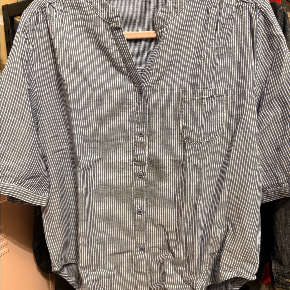 Casual Striped Button-Down Shirt for Women
